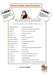 English Worksheet: Phrasal Verbs About Emotions