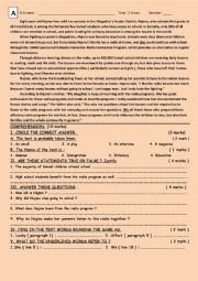 English Worksheet: Global test second year bac first semester ticket to English 