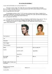 English Worksheet: Beckham  reading comprehension