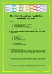 English Worksheet: NEW YEARS RESOLUTIONS (TEENS)