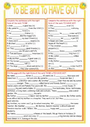 English Worksheet: TO BE AND TO HAVE GOT