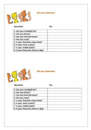 English Worksheet: Speaking activity - ask your classmates