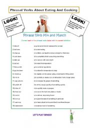English Worksheet: Phrasal Verbs About Cooking