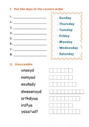 English Worksheet: Days of the week