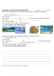 English Worksheet: An easy script for presentations - topic A country I would like to visit