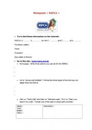 English Worksheet: Webquest RSPCA