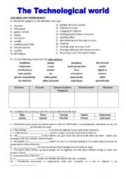 English Worksheet: Technological world - vocabulary worksheet