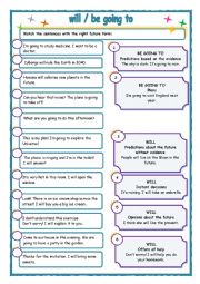 English Worksheet: will vs be going to