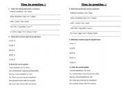 English Worksheet: Time and questions in present simple