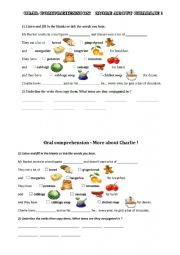 English Worksheet: Oral comprehension  More about Charlie