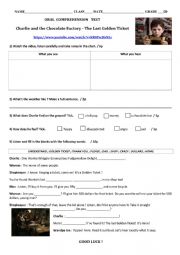 English Worksheet: LISTENING TEST Charlie and the Chocolate Factory