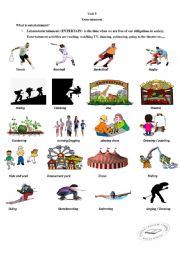 Entertainment, leisure, pastime activities vocabulary
