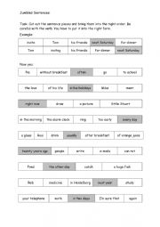 English Worksheet: Jumbled Sentences