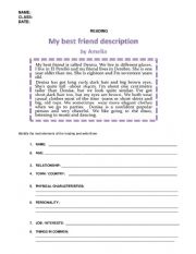 English Worksheet: Description of a person