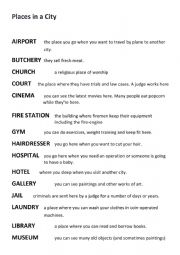 English Worksheet: places in town 