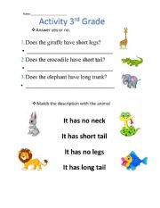 English Worksheet: Animal Descriptions