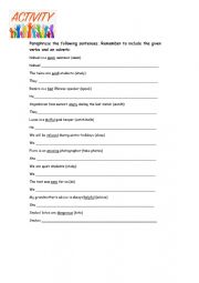 English Worksheet: Adverbs paraphrasing