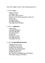 English Worksheet: Simple explanation of when to use the verb to be