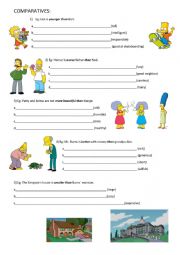 English Worksheet: Comparatives with The Simpsons