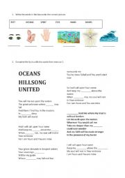 English Worksheet: Oceans - Hillsong