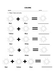 English Worksheet: Colors Combinations