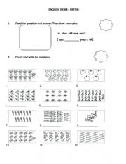English Worksheet: how old are you? and numbers