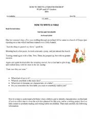 English Worksheet: How to write a fable