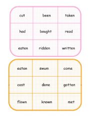 Bingo Verbs in past participle