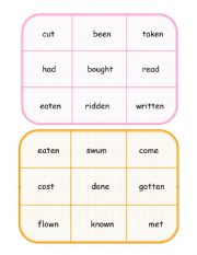 English Worksheet: Bingo Verbs in past participle
