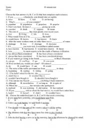 English Worksheet: Basic Grammar
