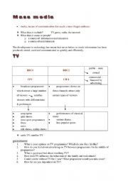 English Worksheet: Mass media