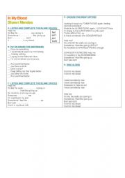 English Worksheet: song