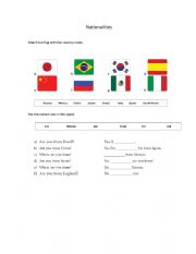 English Worksheet: Nationalities