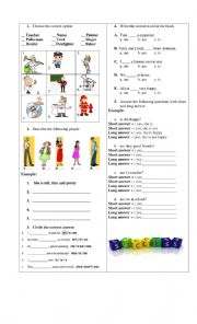 English Worksheet: occupations and verb to be