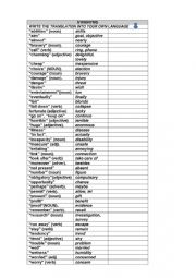 Synonyms and Antonyms Chart