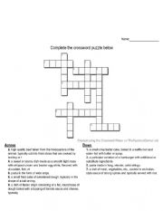 English Worksheet: crossword for dishes