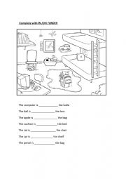 English Worksheet: Prepositions IN ON UNDER