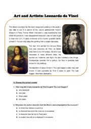 English Worksheet: Leonardo da Vinci