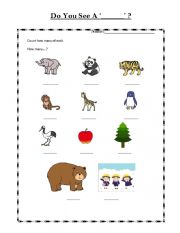 English Worksheet: Do you see ____ ? How many? (At The Zoo)