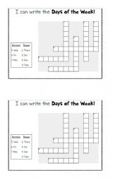 days of the week crossword