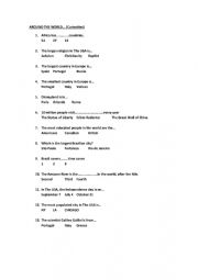 English Worksheet: AROUND THE WORLD