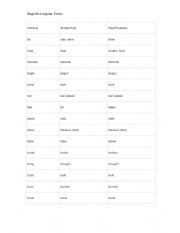 English Worksheet: English Irregular Verbs
