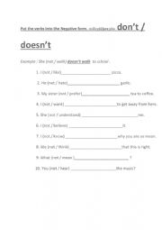 present simple tense (Negative)