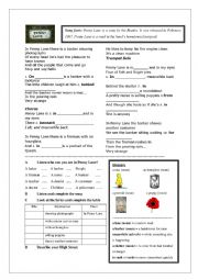 English Worksheet: Prepositional phrases - Song - Penny Lane