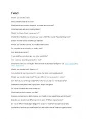 English Worksheet: Food Questions
