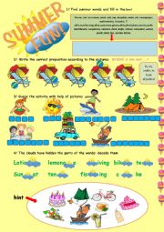 English Worksheet: Summer Fun!