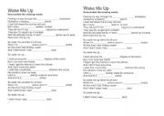 English Worksheet: WORKING WITH SONGS - WAKE ME UP