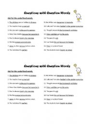 English Worksheet: Question Words