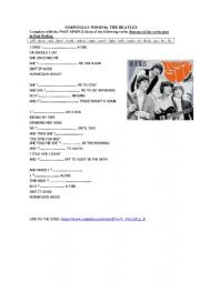 English Worksheet: A Beatles song to practise the past simple of regular and irregular verbs