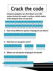 English Worksheet: Crack the code! (about penguins)